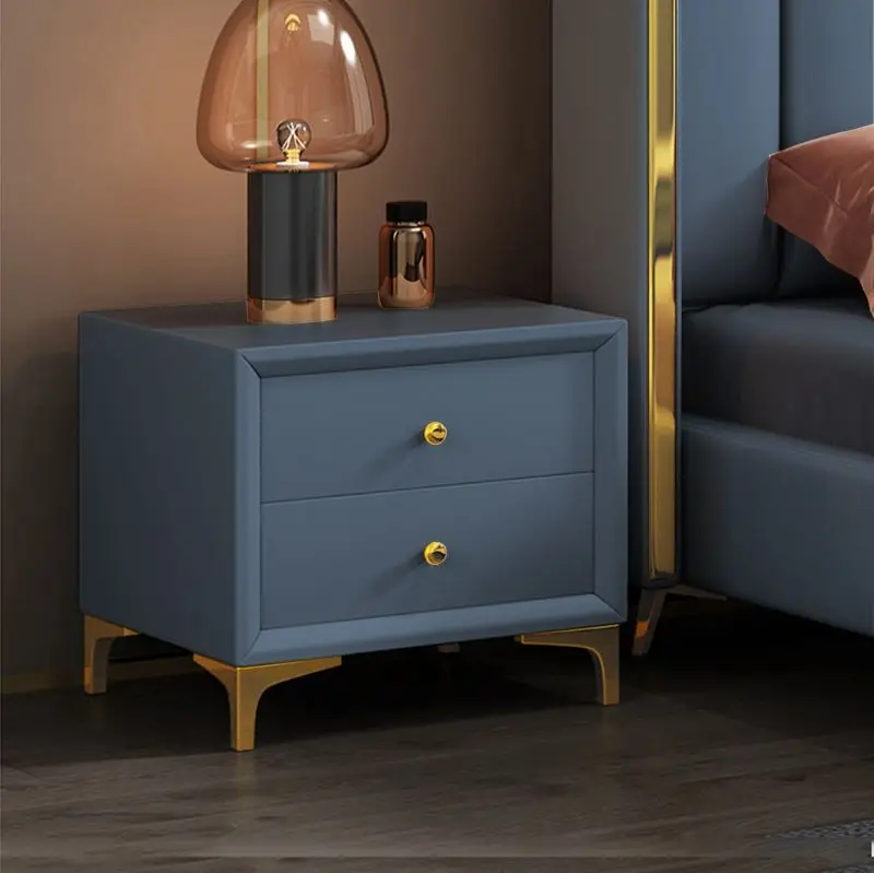 Leather art storage bedside table