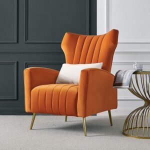 orange shearling lounge chair