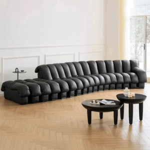 Black Leather Combination Sofa New