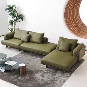weaving sofa Italian minimalist leather sofa villa living room corner sofa