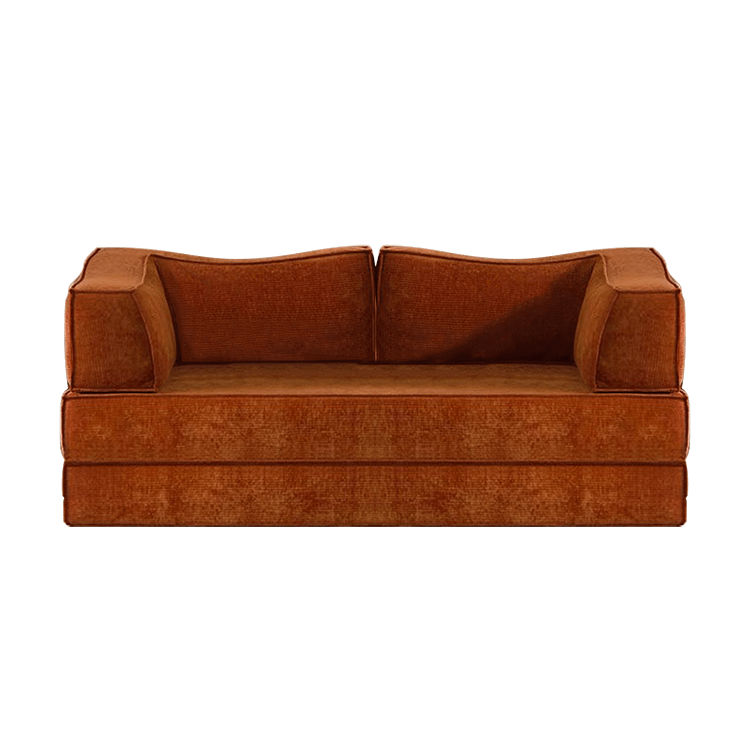 Striped corduroy fabric multifunctional folding sofa brown New